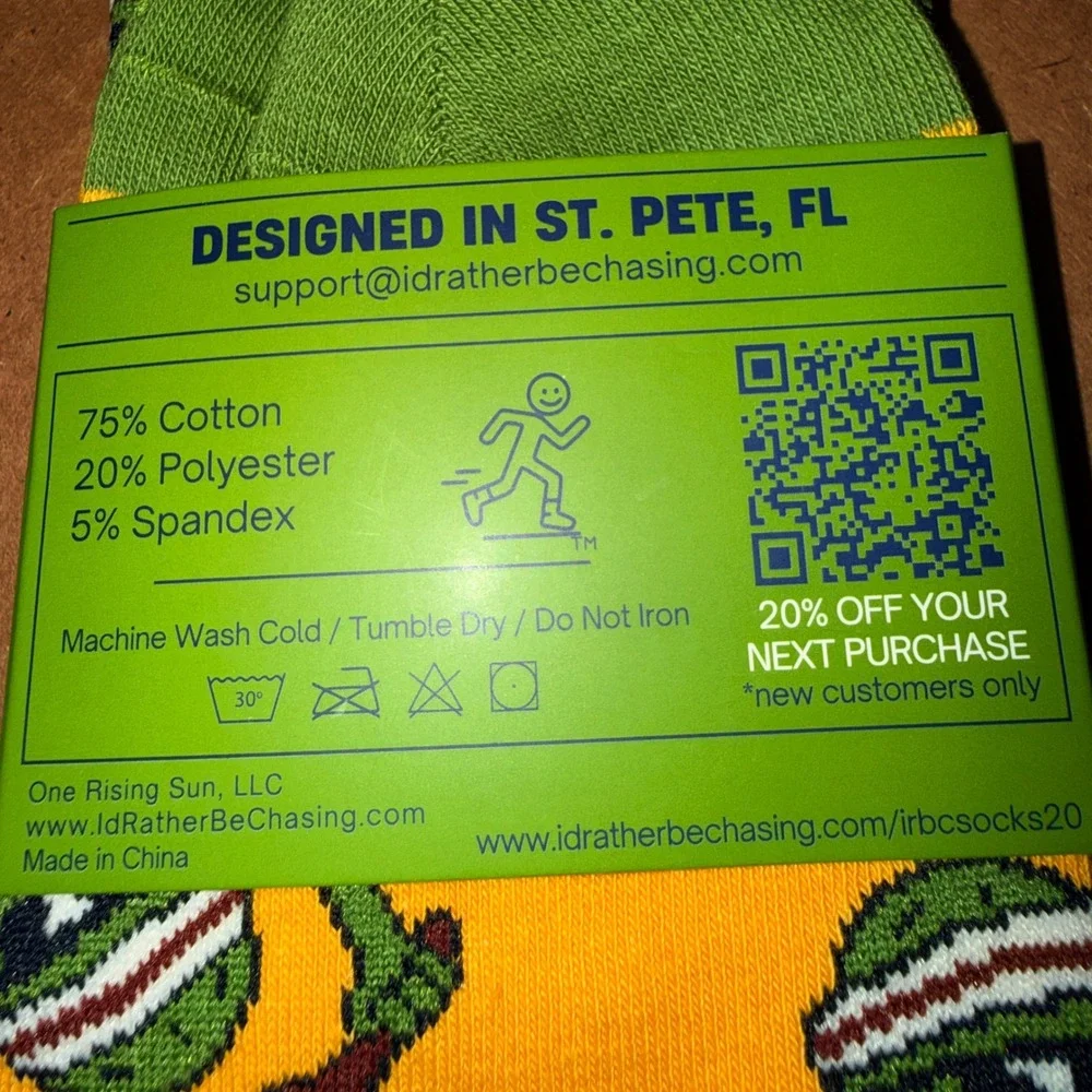 I'd Rather Be Chasing Balls Socks Men OSFM NEW Funny Pickle Graphic Yellow